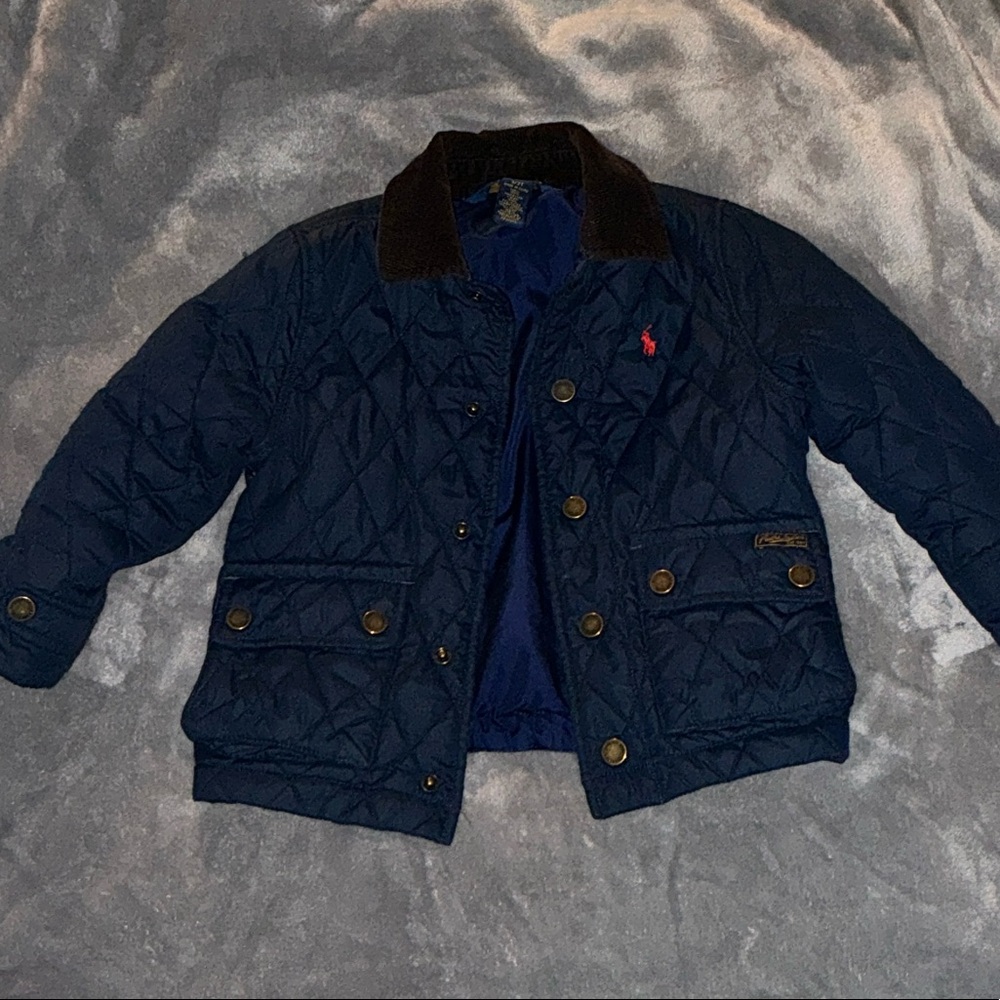 Ralph Lauren Kids Toddler 3T Dark Blue Quilted Collar Jacket Coat